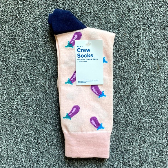 Old Navy Other - 3/$18 Eggplants Funny Novelty Crew Socks - Brand New